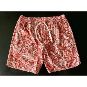 Fair Harbor Red and White Floral Swim Trunks
